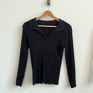 Black Ribbed Long Sleeve Top